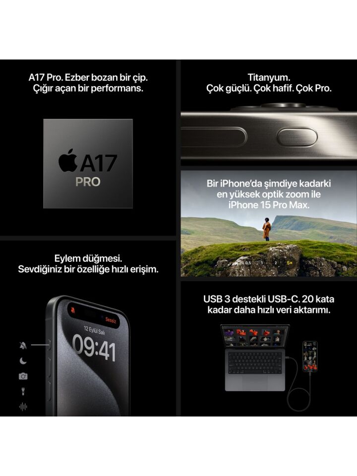 Apple iPhone 15 Pro Max Titanyum (Apple Türkiye Garantili)